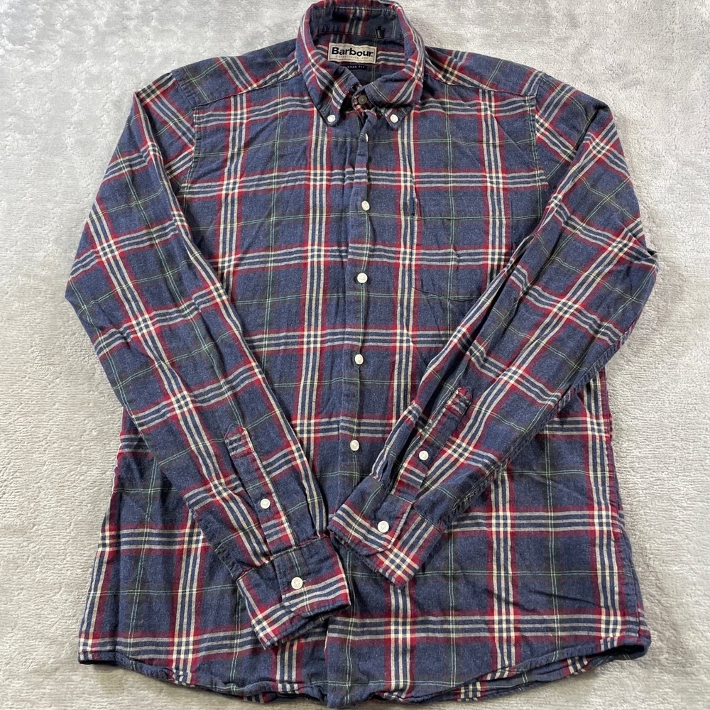 Barbour Blue Red Plaid Button-Down Shirt